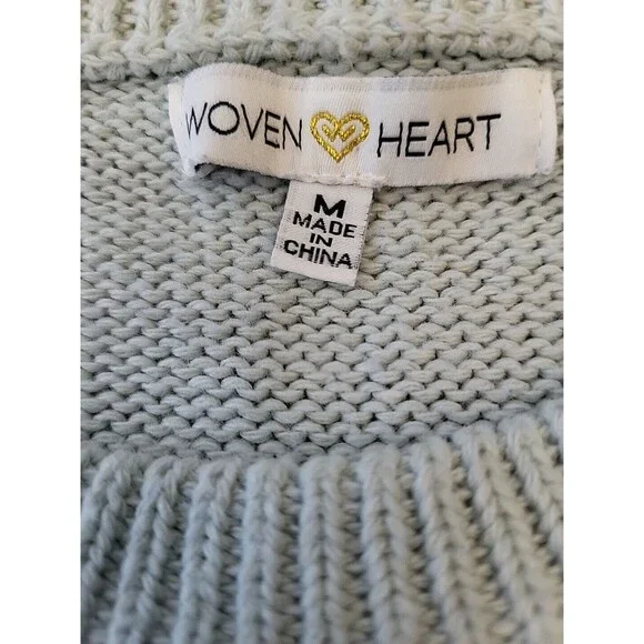 Womens Crewneck Sweater Medium Blue Embroidered Floral Cottage Core Granny Boho - Picture 4 of 10